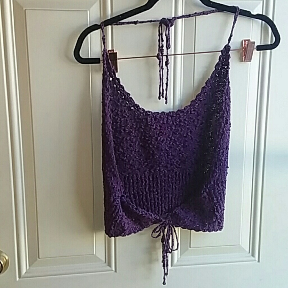 Vintage express open back crochet halter large